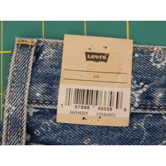 Levi's Icon Skirt Size 26 Blue Paisley Print Mid Rise Denim NWT 5 Pocket Cotton - Picture 8 of 16